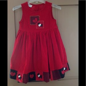 Girls red corduroy sleeveless dress